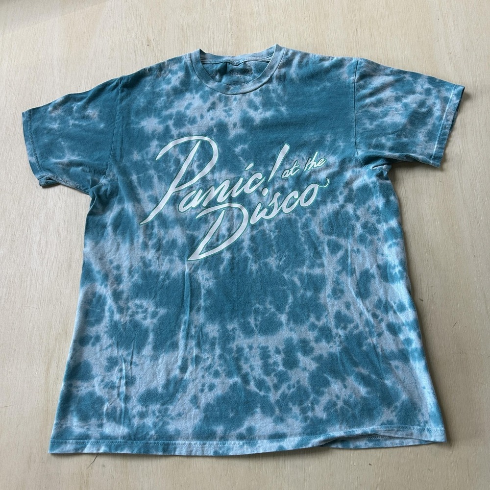 Panic! At The Disco Shirt Mens Medium Blue Tie Dye Graphic Band Tee T-Shirt